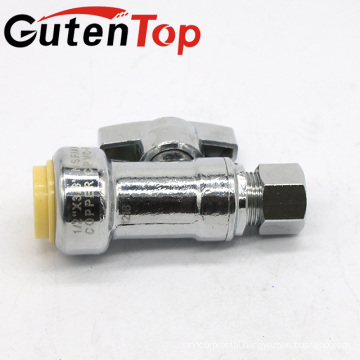 GutenTop High Quality Push fit Angle Shut Off Water Valve for Ice Maker Installation 1/2 Inch and 1/4 Inch Compression
